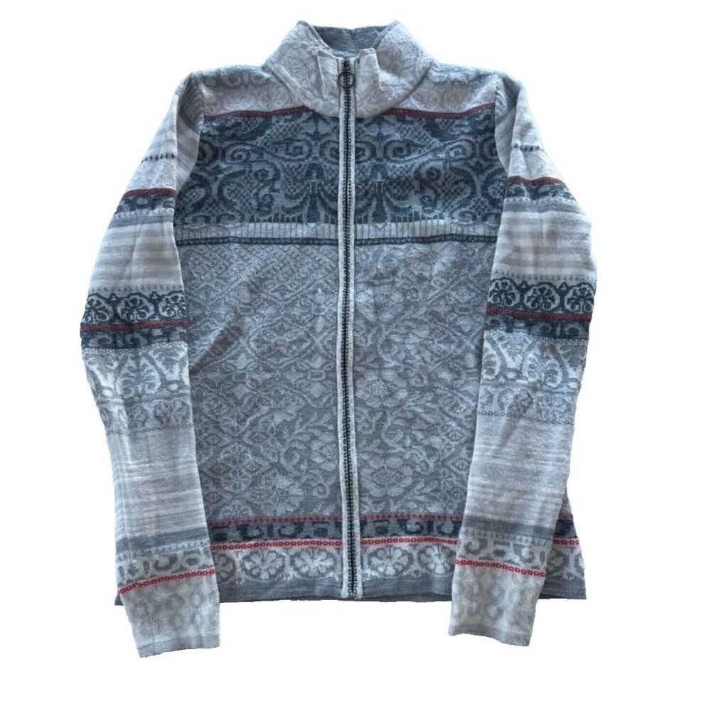Icelandic Designs Women's Small Chloe Zip Up Sweater Wool Blend Nordic